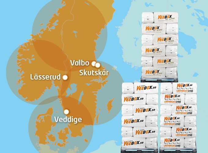 karta över YesBox anläggningar
